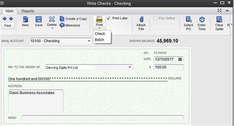 QuickBooks Printable Checks