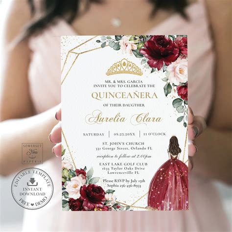 Quinceanera Invitation Template 1