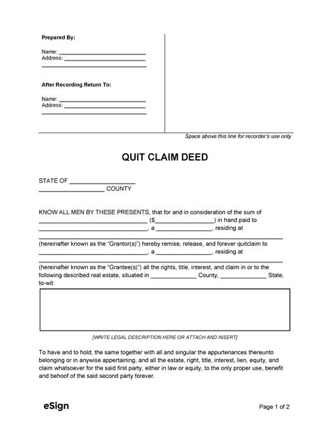 Quit Claim Deed Form PDF