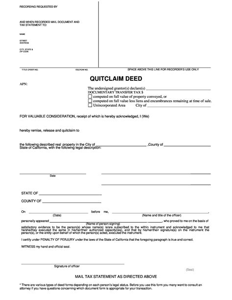 Quit Claim Deed Template