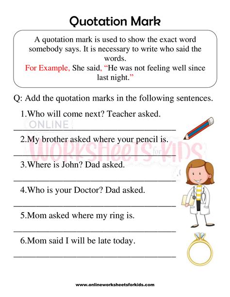 Quotation marks worksheets