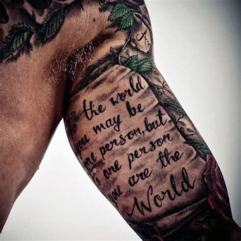 Quote arm sleeve tattoos with inspirational messages