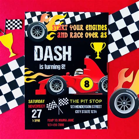 Race Car Birthday Invitation Templates