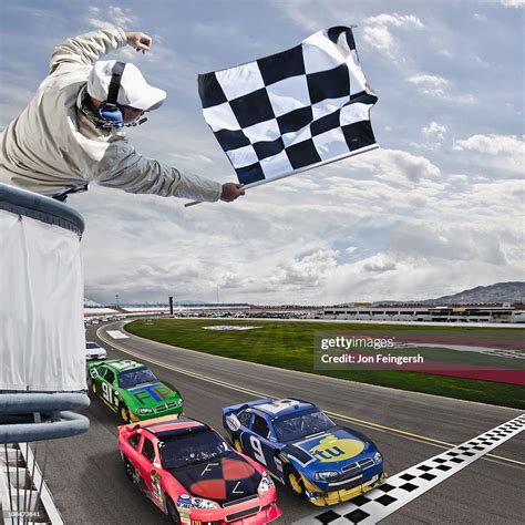 A race car crossing the finish line