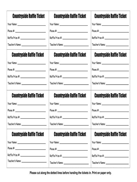 Raffle Entry Form Template