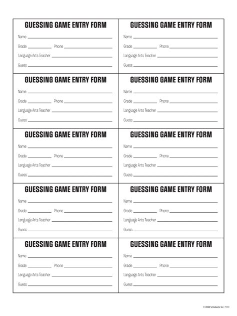 Raffle Entry Form Template Guidelines