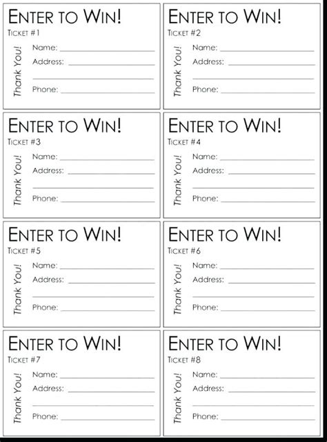 Raffle Entry Form Template Templates