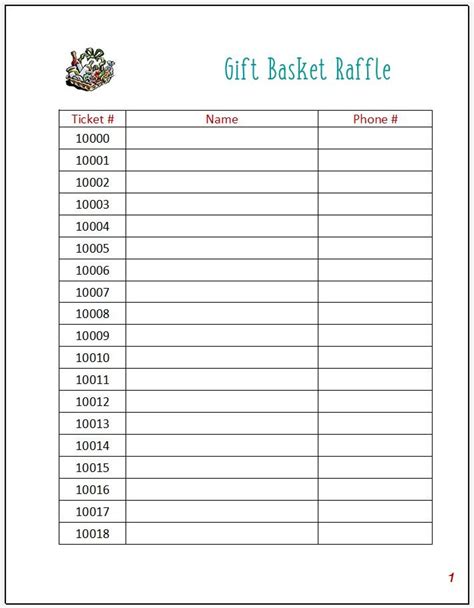 Raffle Prize List Template Excel