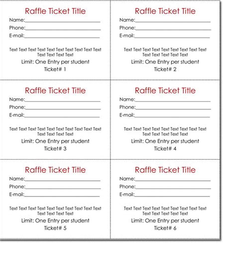 Raffle Sheet Templates