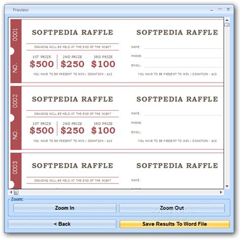 Raffle Ticket Template Microsoft Office