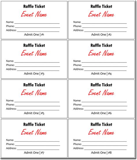 Raffle Ticket Templates for Events