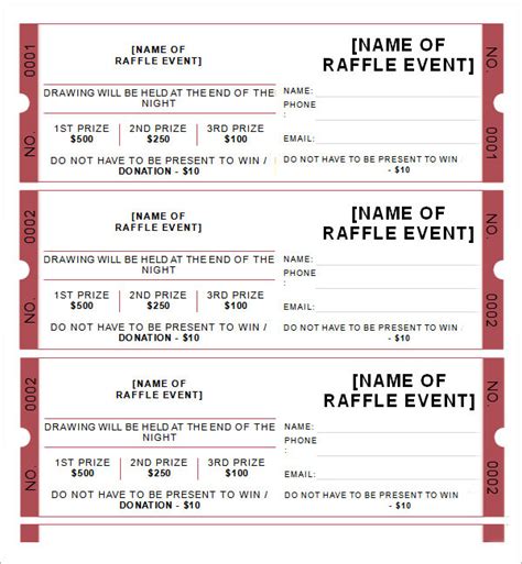 Raffle Ticket Templates PDF Download