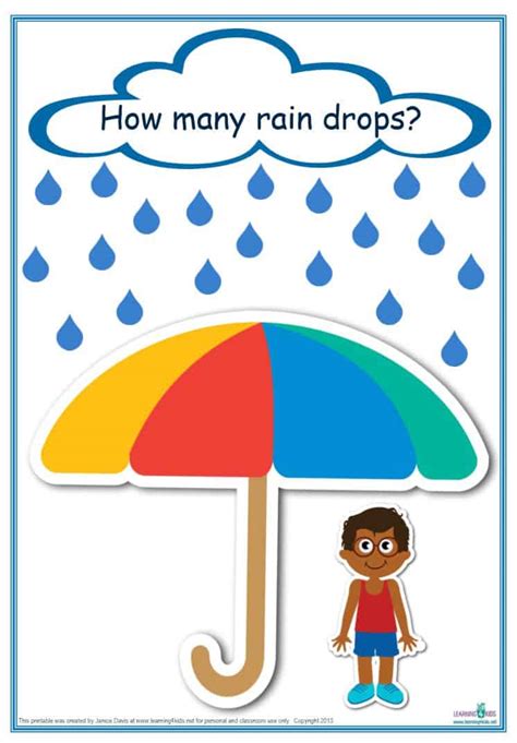 Learning about rain drops through printables