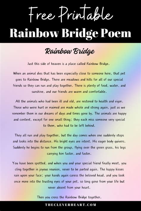 Rainbow Bridge Poem printable