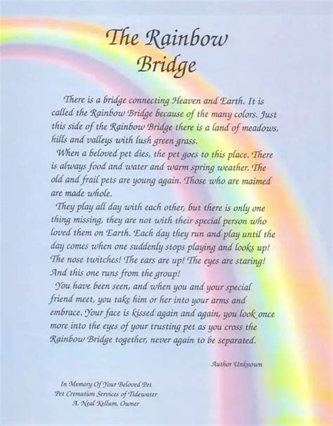 Rainbow Bridge Poem Garden