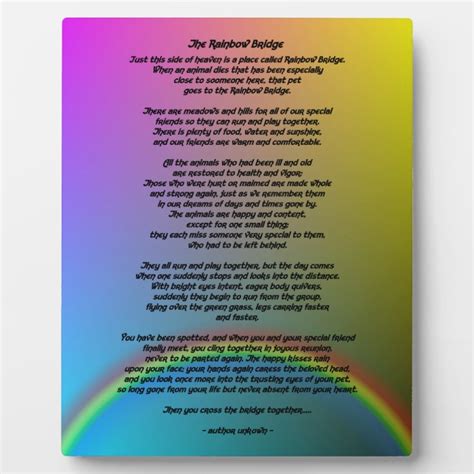 Rainbow Bridge Poem Plaque