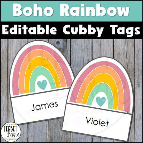 Rainbow Cubby Name Tags Printables Ideas 4