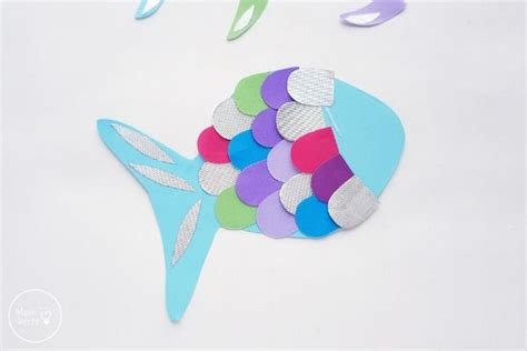 Rainbow Fish Scale Craft Template Example 1