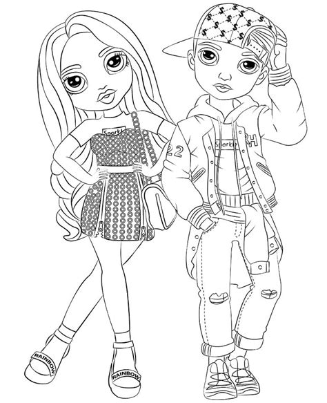 Rainbow High dolls coloring pages for boys