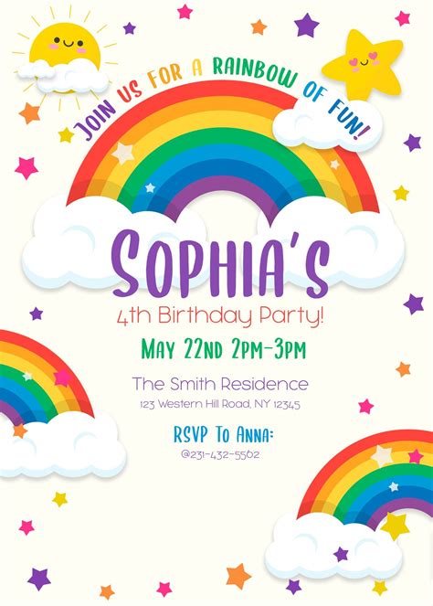 Rainbow Party Invitation Designs