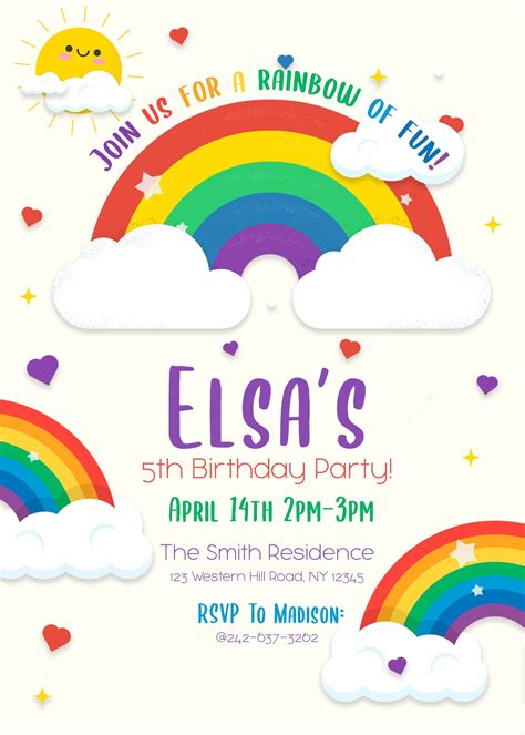 Rainbow Party Invitation Templates for Print