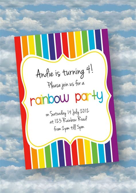 Rainbow Party Invite Template Geometric Patterns