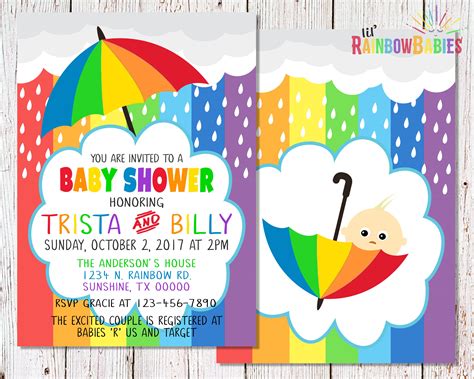 Rainbow-Themed Baby Shower Invitation Template