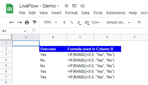 RAND formula in Google Sheets