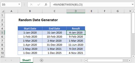 Random Date Generator VBA