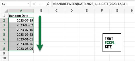 Random Dates in Excel using RAND and DATE functions