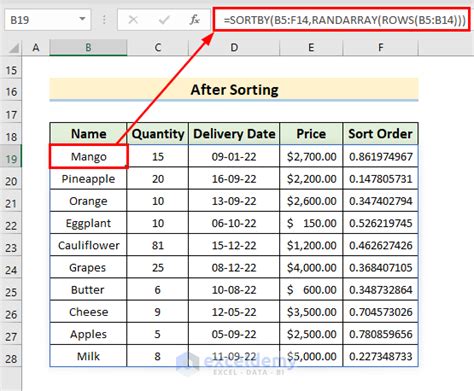 Random Sort in Excel Techniques