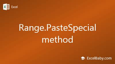 Range.PasteSpecial Method