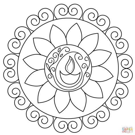 Rangoli Designs Coloring Page