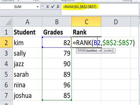 Rank Formula Example