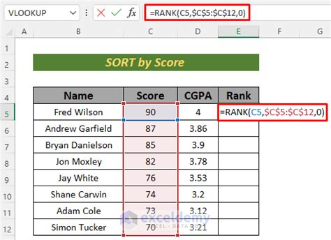 Ranking Data in Excel