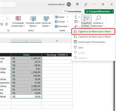 Ranking Excel