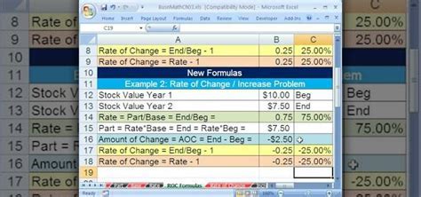 Rate of Change Excel Tips