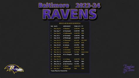 Ravens 2023 schedule