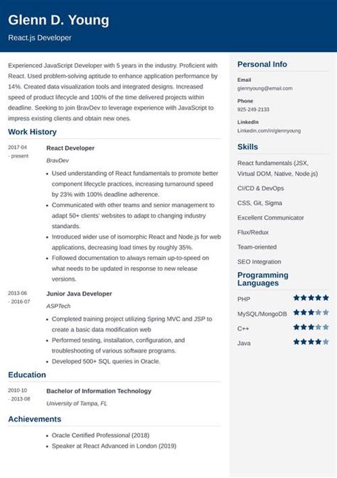 React Resume Template by Ian Sutherland