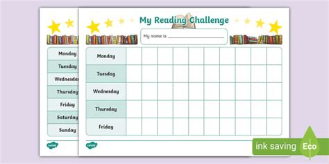 Reading Challenge Reward Chart