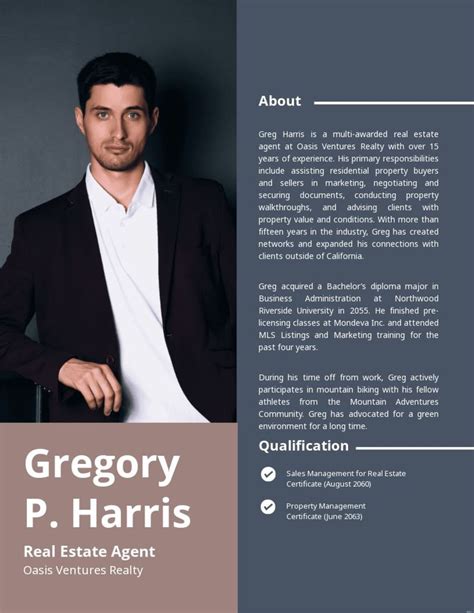 A sample real estate agent bio template with a personal touch