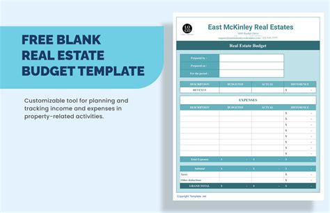 Real Estate Agent Budget Template