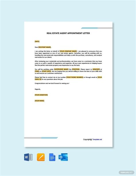 Real Estate Agent Letter Template