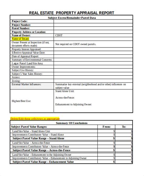 Real Estate Appraisal Template