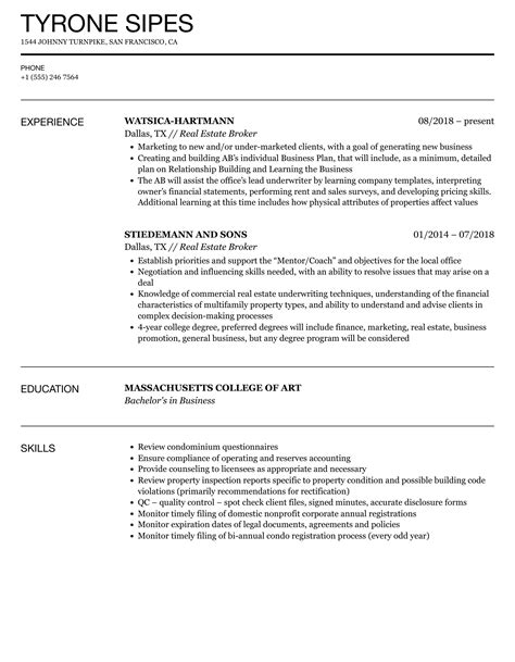 Real Estate Broker Resume Template