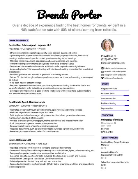 Real Estate Consultant Resume Template