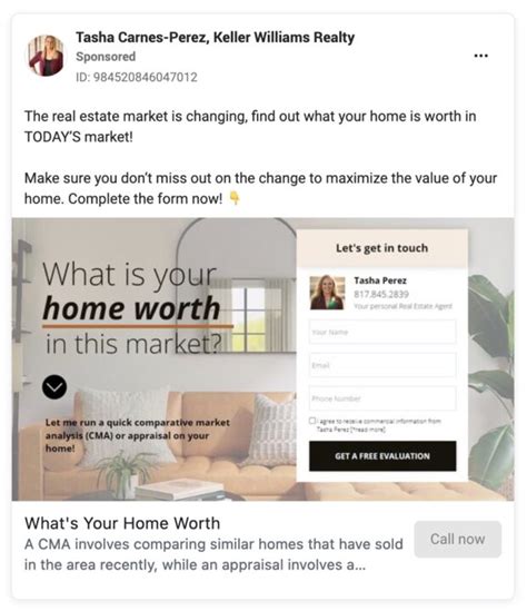 Example of neighborhood expert real estate Facebook ad