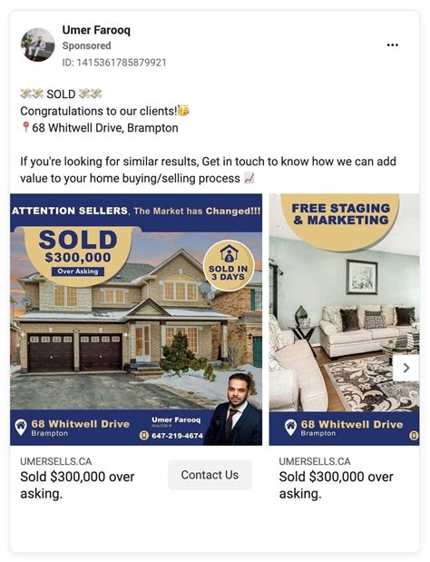 Example of real estate Facebook ad template