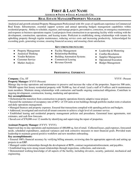 Real Estate Property Manager Resume Template