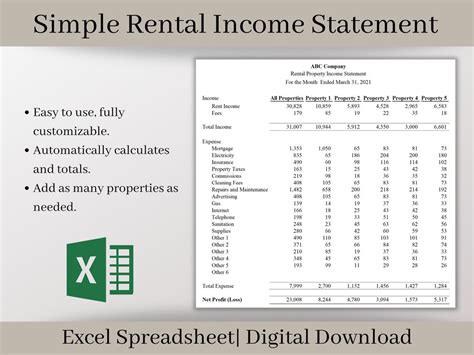 Real Estate Rental Income Template